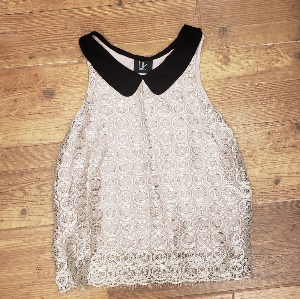Liv Los Angeles silver lace top
